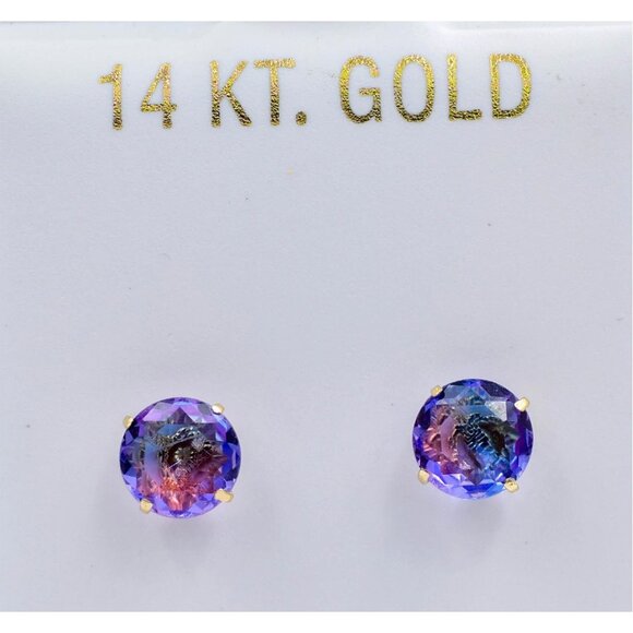 Tourmaline 2.04 Cts Stud Earrings 14k Solid Gold